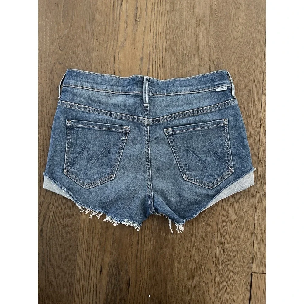 MOTHER Rascal Slit Flip Short One Smart Cookie Blue Size 26